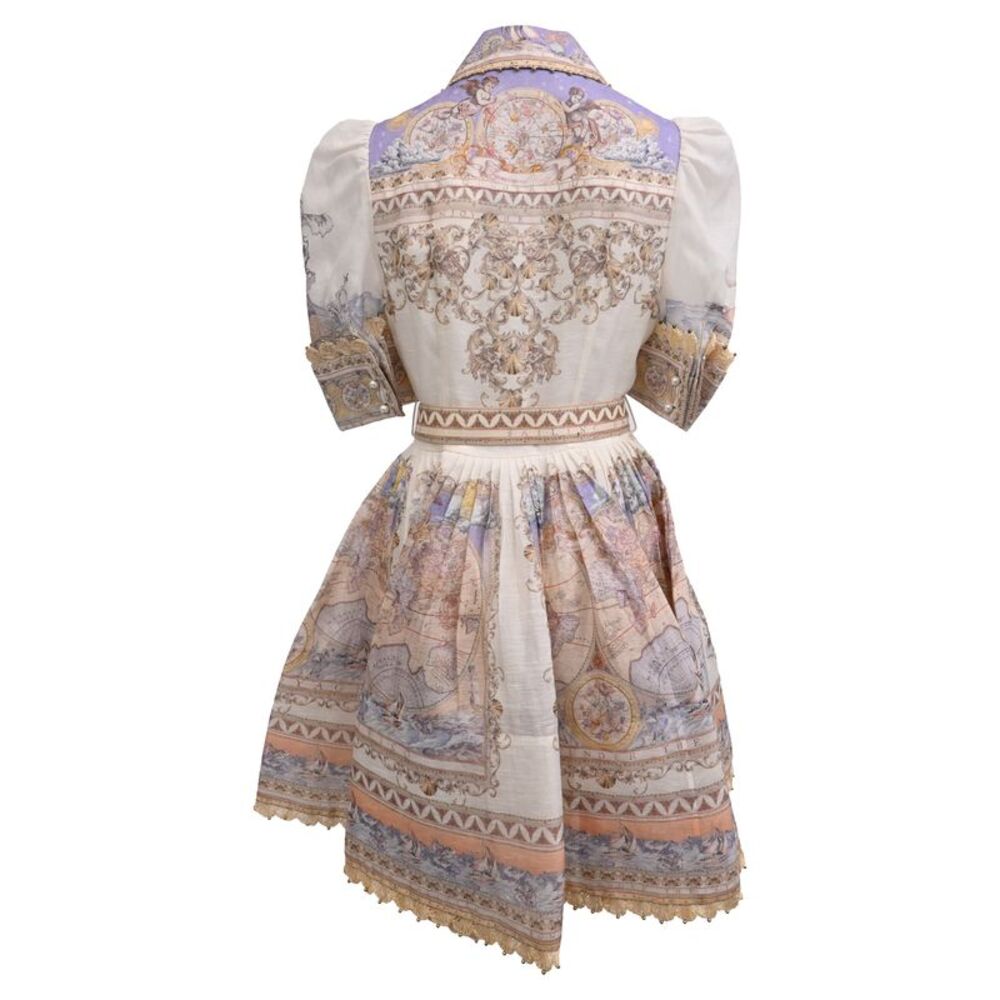 Zimmermann High Tide Mini Shirt Dress in Multicolor Linen - Picture 3 of 12